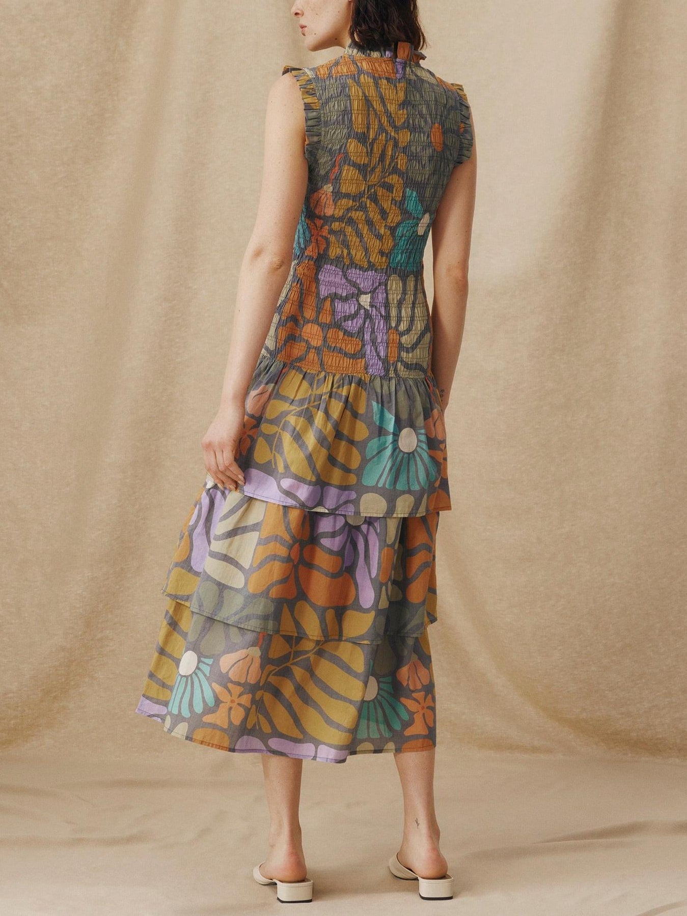 Damit na Midi na may Multicolor na Disenyong Botanikal