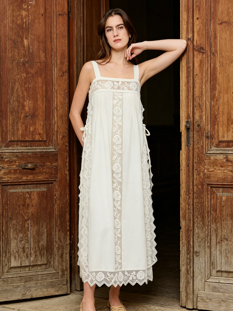 Den Blonde Linned Midi Kjole