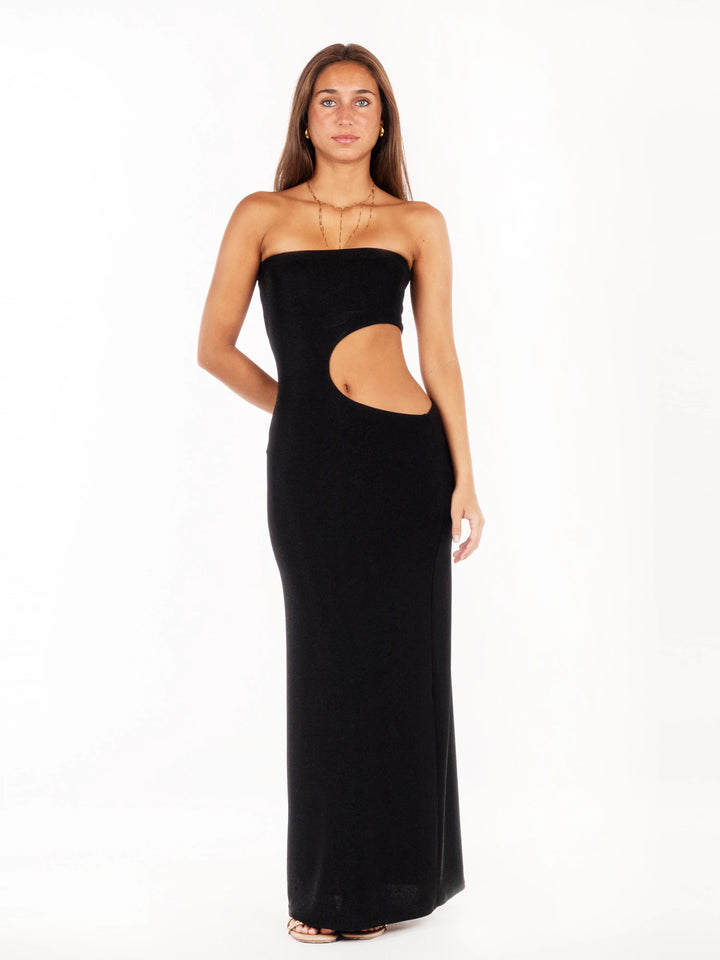 Shimmering Cut-Out Sleeveless Maxi Dress