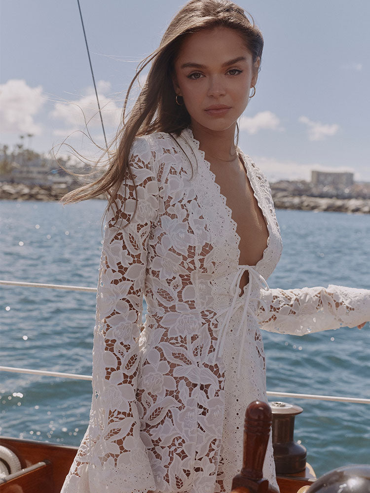 White Lace Mini Dress