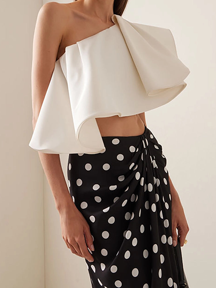 Set ng Bikini na may Palda na May Polka Dot Wrap