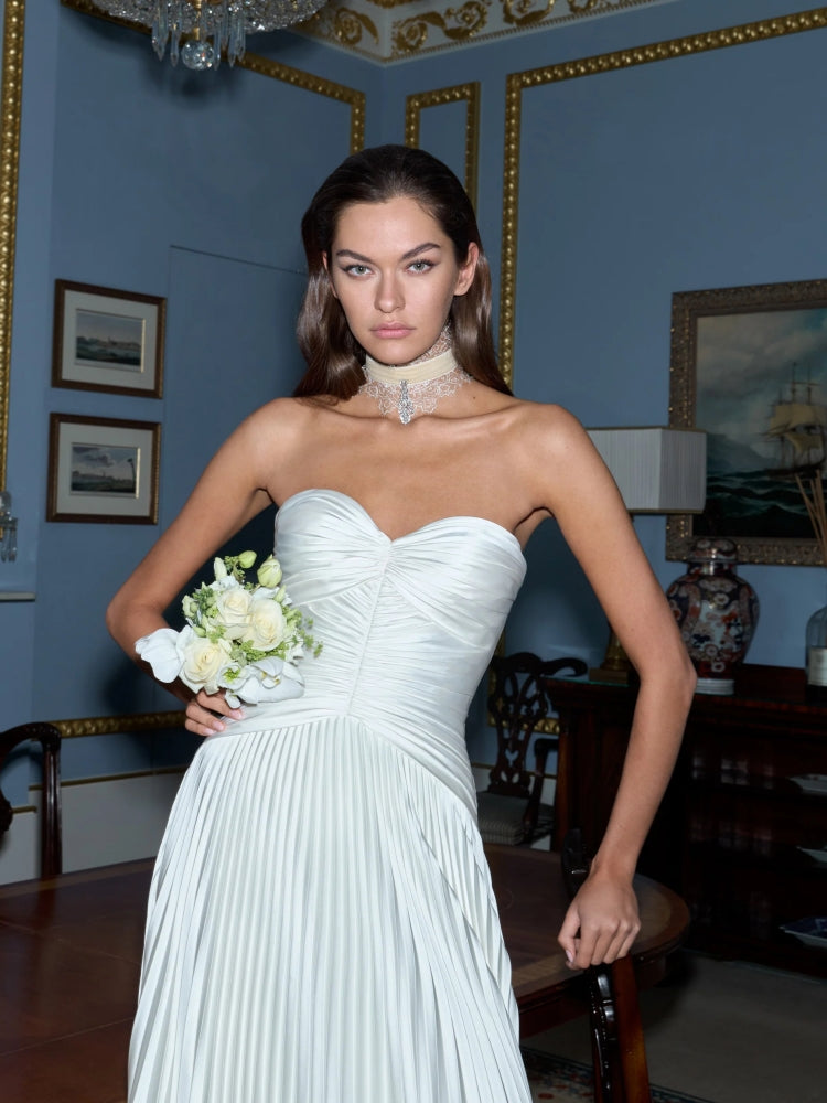 Strapless Satin Ruched Bridal Gown