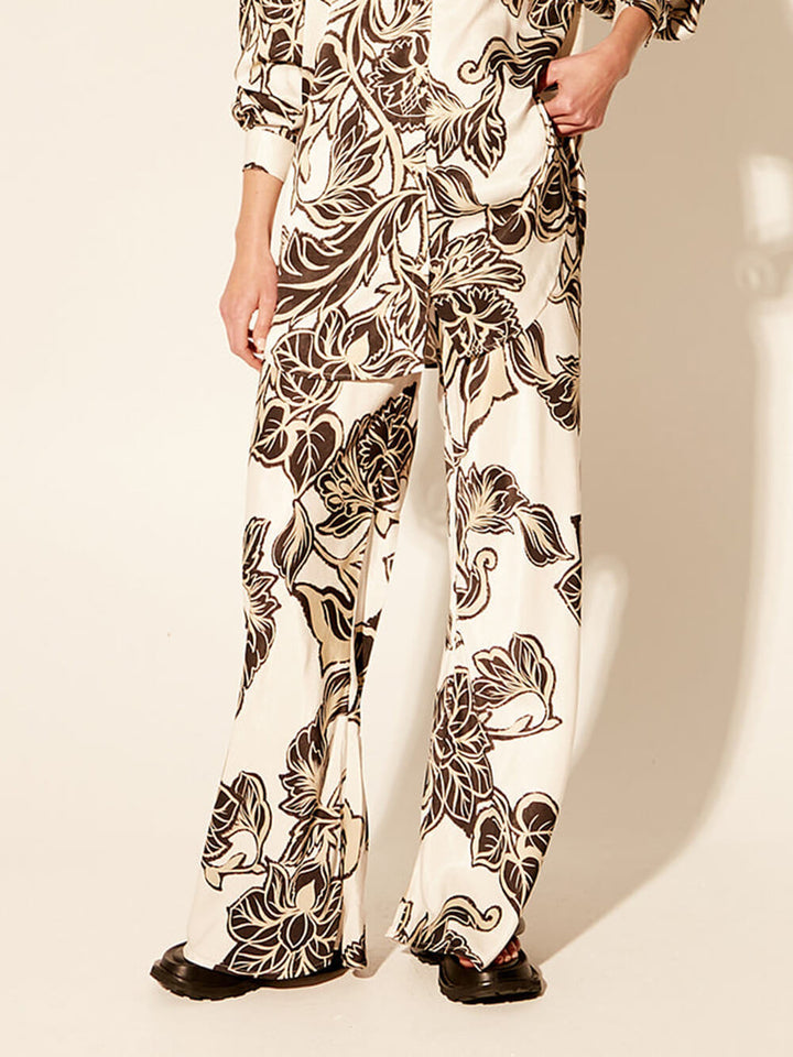 Napakagandang Floral Print Elastic Loose Pocket Wide Leg Pants