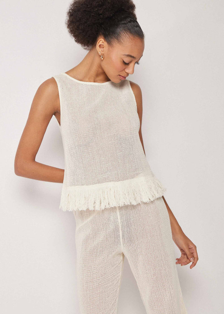 Vacation Mesh Fringe Pants Set