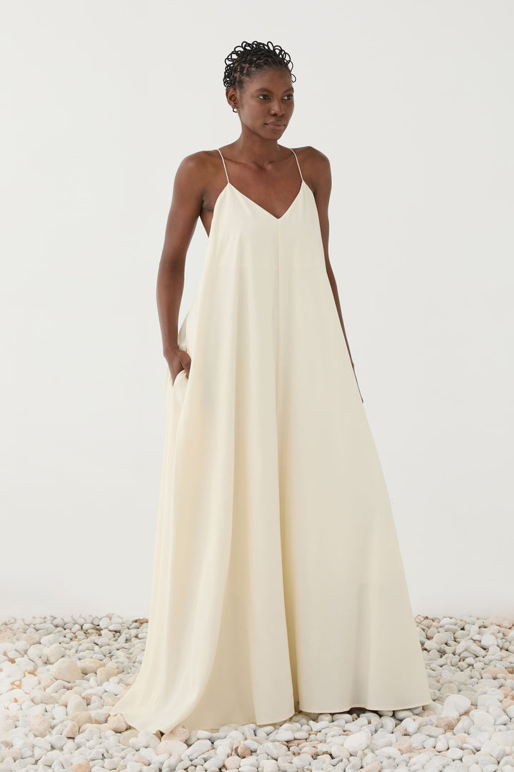 Cream Slip Maxi With Pockets
