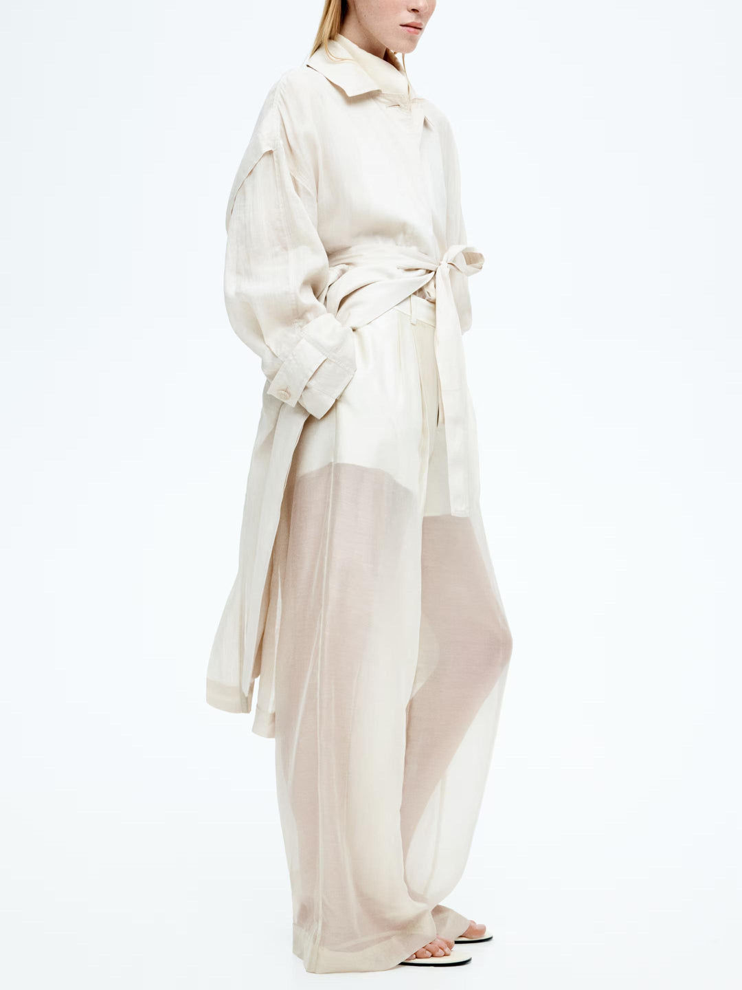 Wide-Leg Sheer Pants