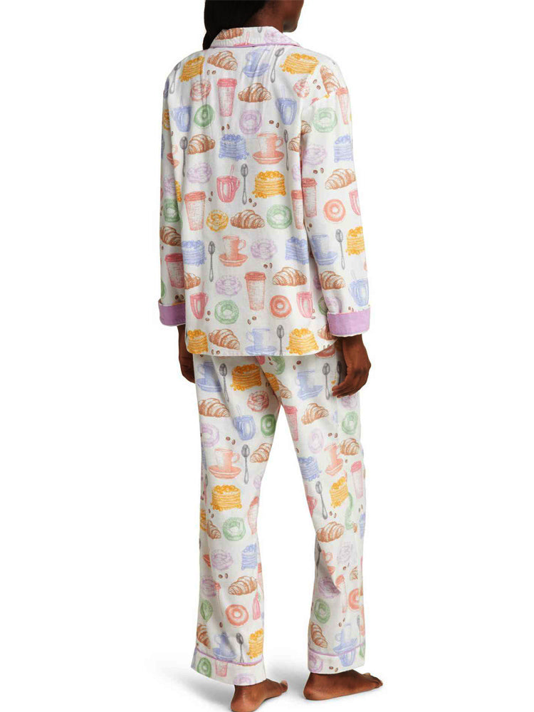 Milk Tea & Bread Print Pajama Set