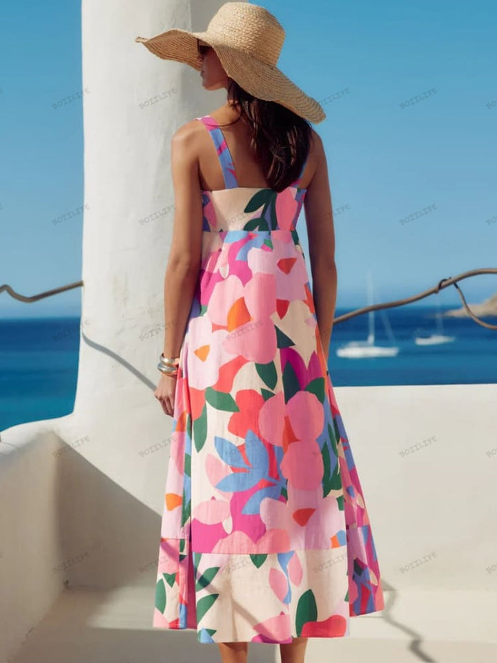 Robe maxi à imprimé floral français de style vacances