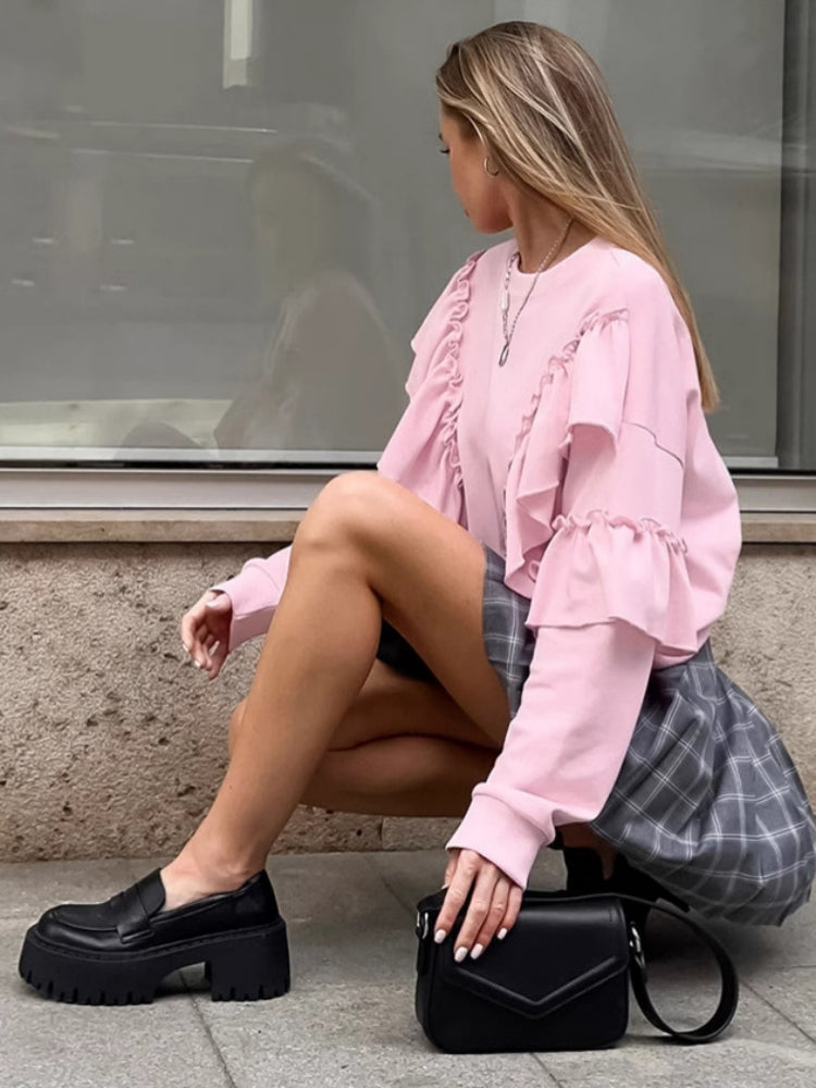 Romantikong Estilo na Sweatshirt para sa Kababaihan