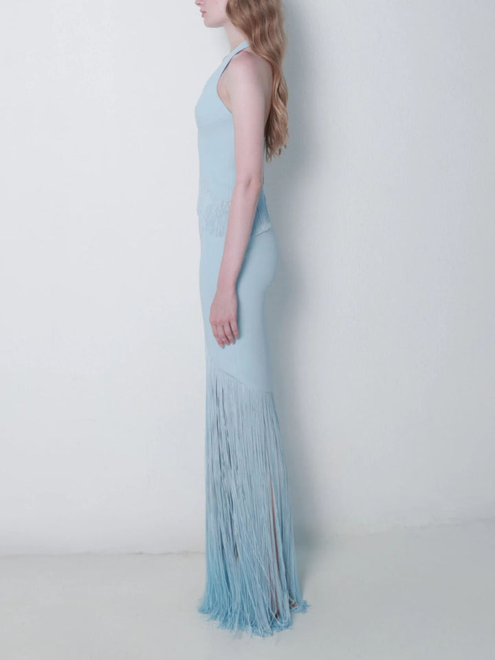 Asymmetrical Waistline Fringe Skirt Set