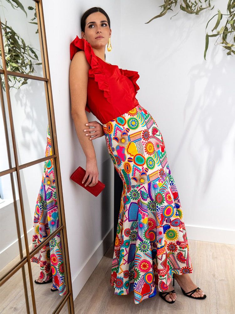 Vibrant Printed A-Line Skirt