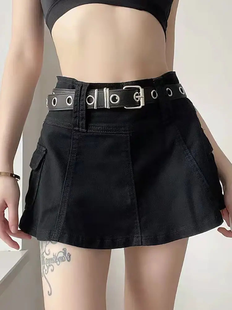 Sleek High-Waisted Denim Skirt