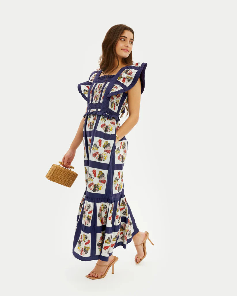 Naka-print na Cotton Maxi Dress