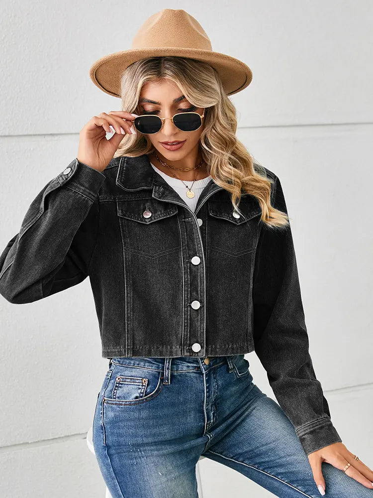 Amerikanische Stil Cropped Denimjacke