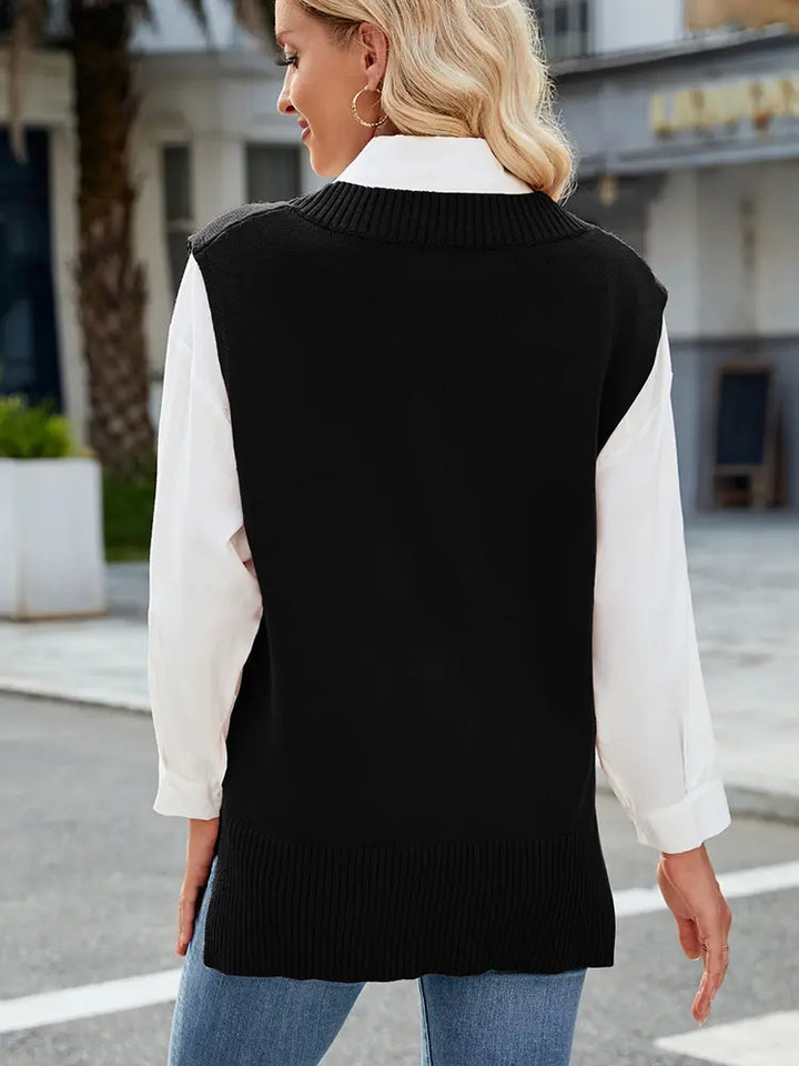 V-Neck Slim Knit Vest