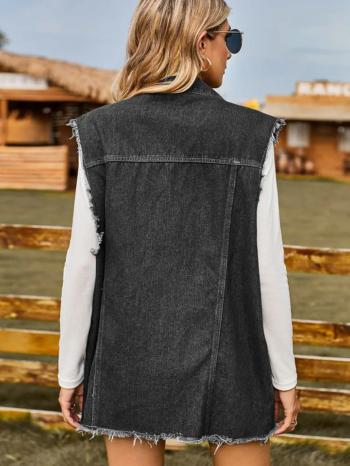 Gilet en denim tendance sans manches d'été