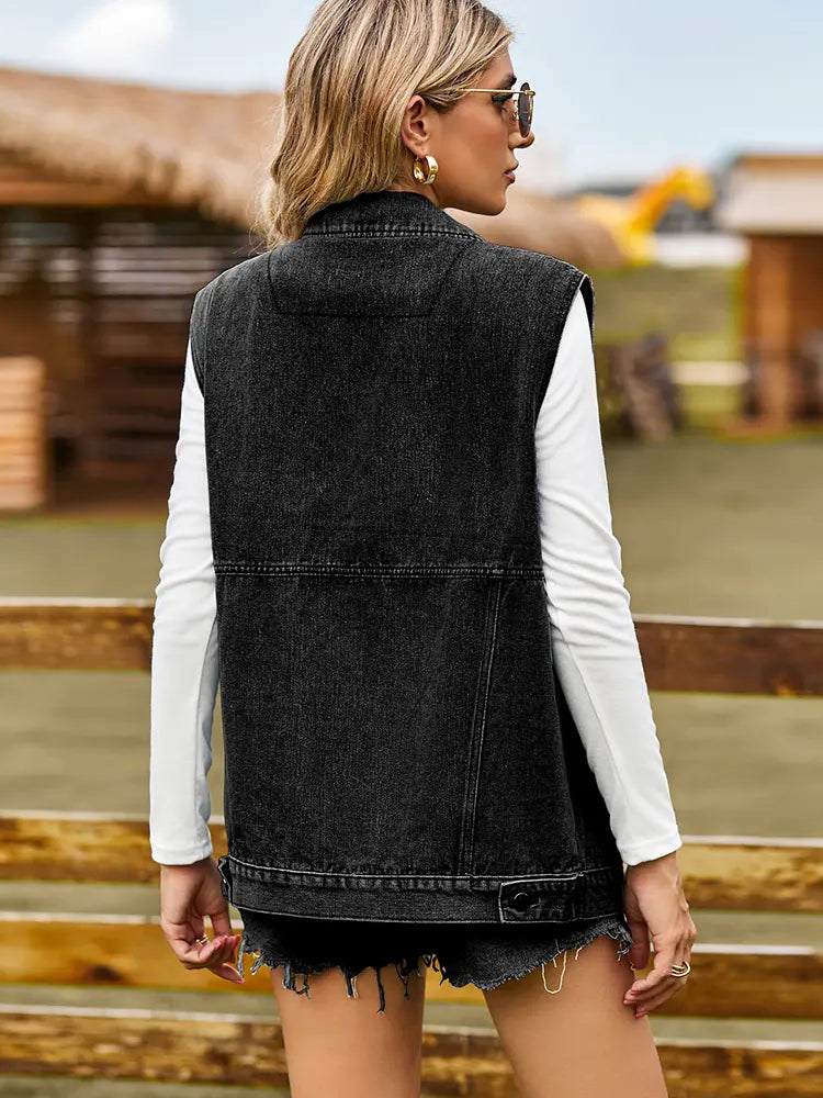 Gilet sans manches en denim à la mode