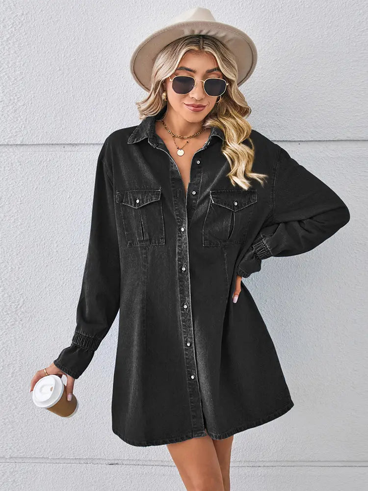 Loose-Fit Washed Denim Dress