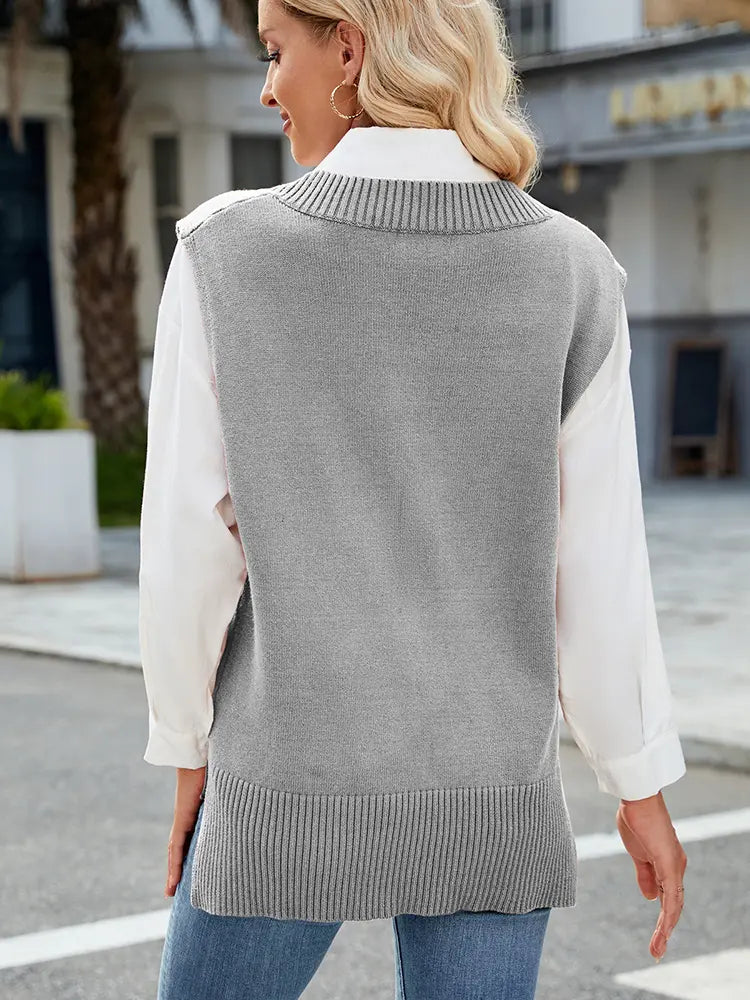 V-Neck Slim Knit Vest