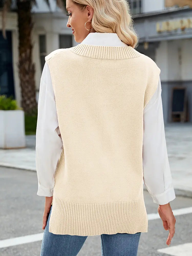 V-hals Slim Knit Vest