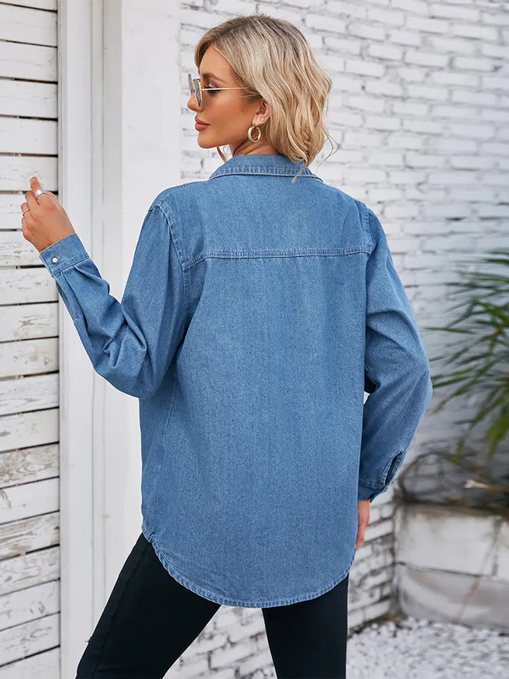 Chemise en denim léger délavé