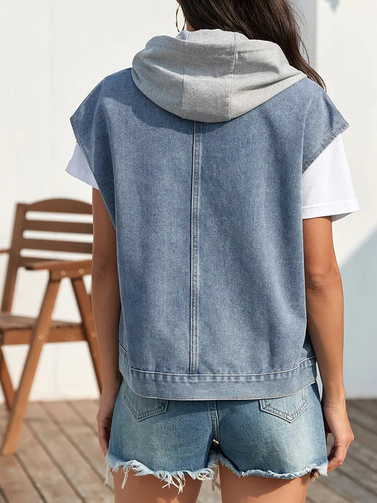 Gilet en jean ajusté délavé vintage