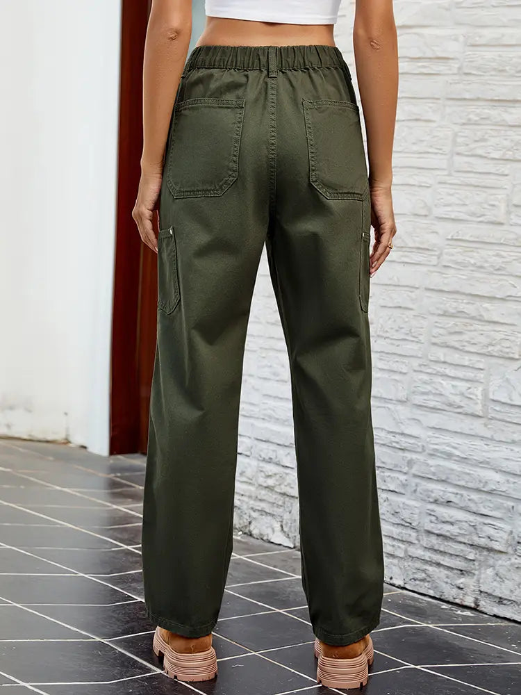 Pantalones Cargo de Denim Lavado Ajustados