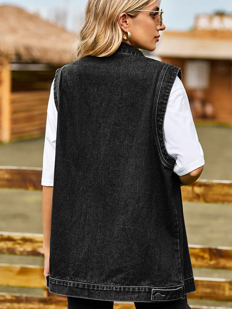 Gilet en denim sans manches chic