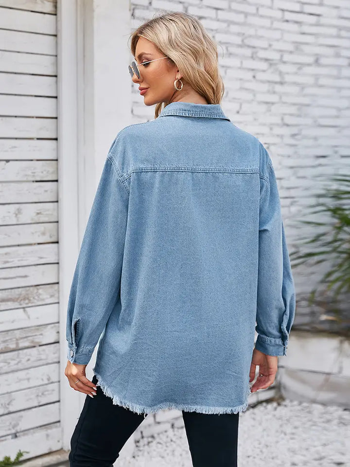 Versleten Zoom Gewassen Denim Shirt