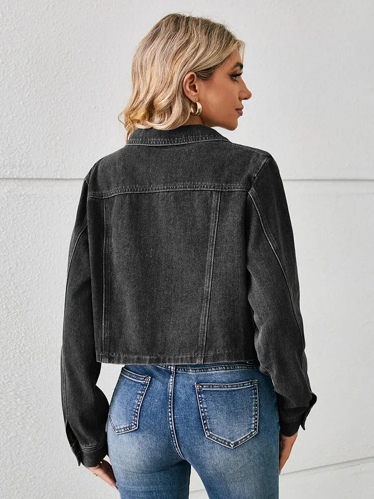 Amerikansk stil cropped denimjakke
