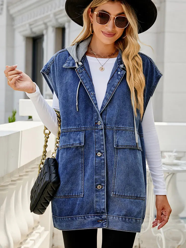 Trendy ærmeløs denimvest