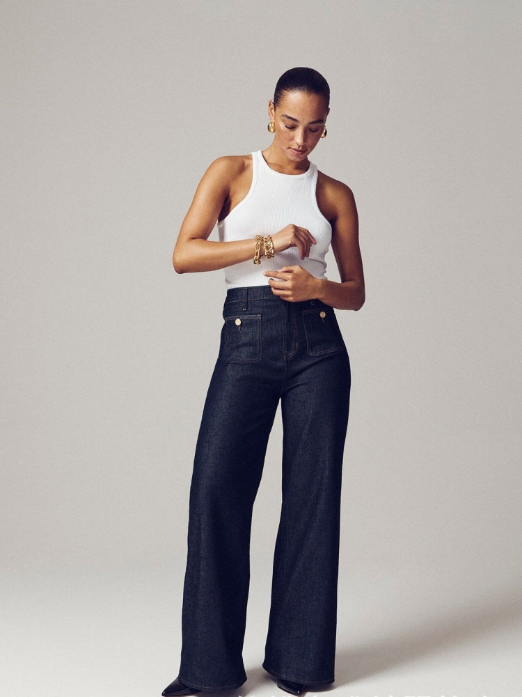 Jeans med accenter och fickor Palazzo