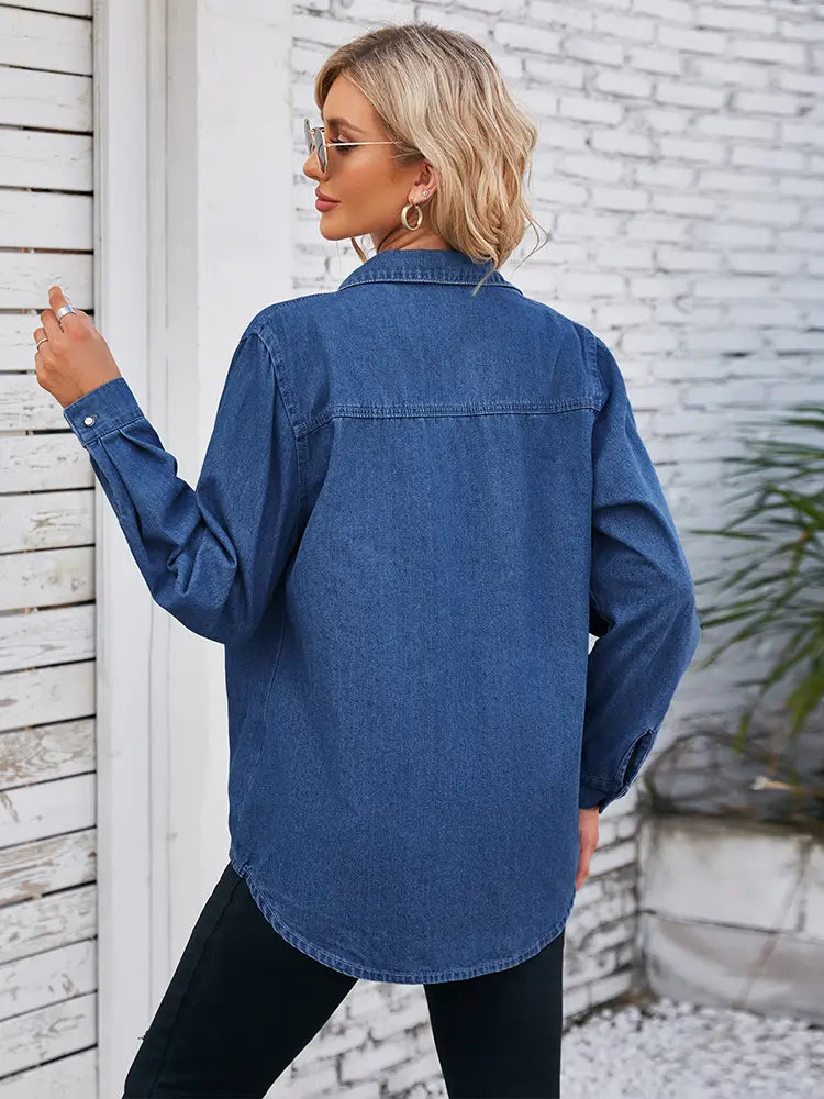 Chemise en denim léger délavé