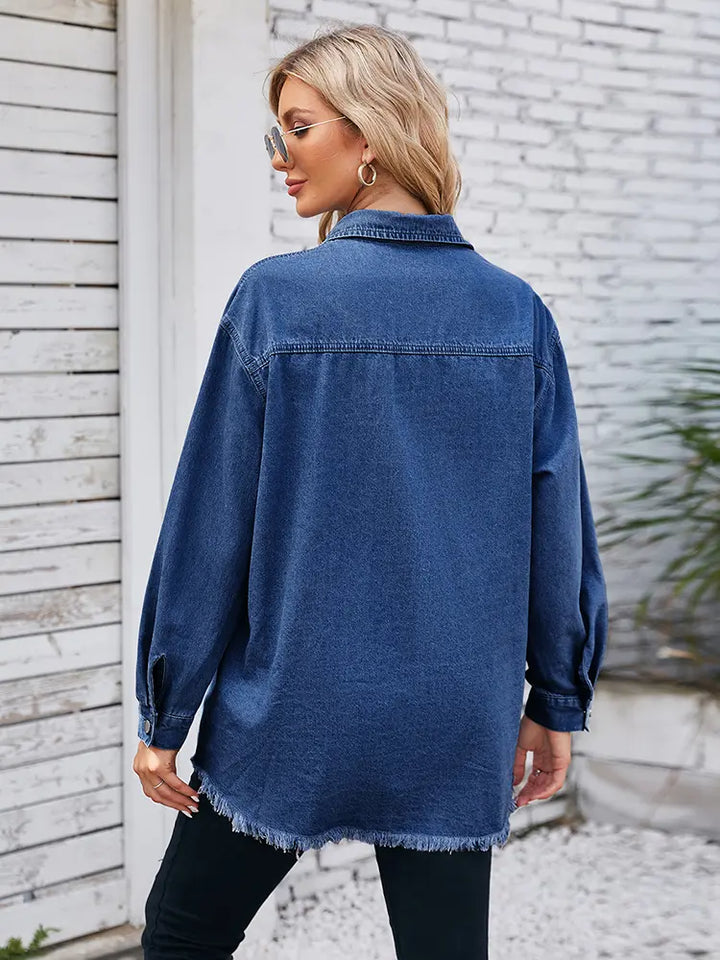 Versleten Zoom Gewassen Denim Shirt