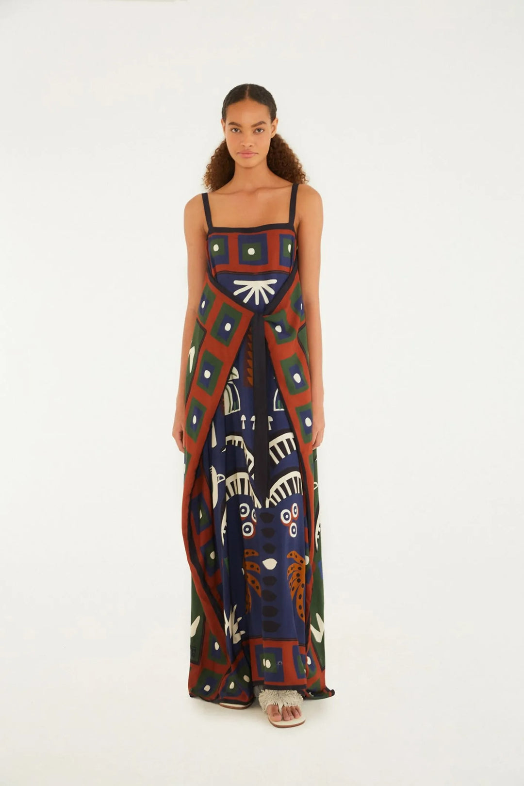 Midi-jurk met sjaalprint