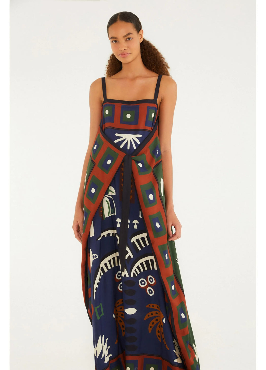 Midi-jurk met sjaalprint