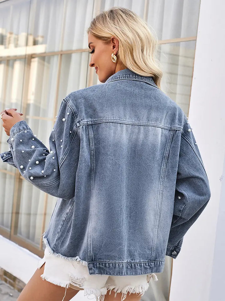 Beaded Washed Denim Jacket