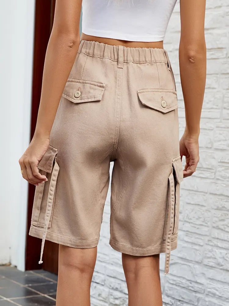 Tvättade utility denimshorts