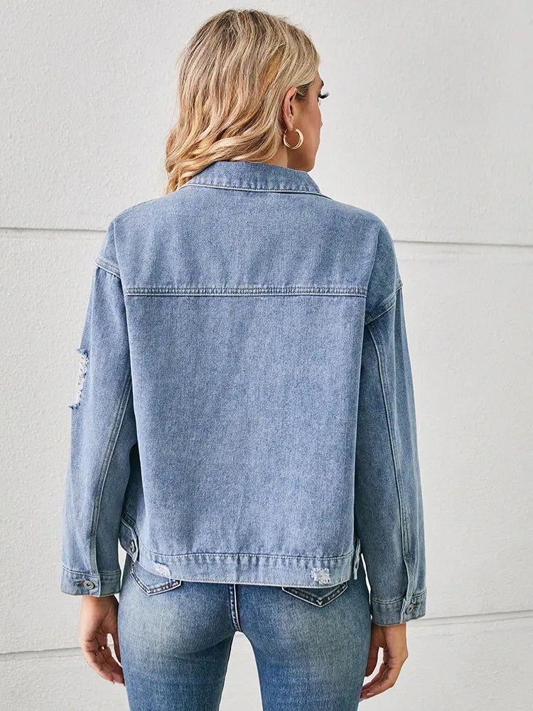 Tiermuster Kurze Jeansjacke