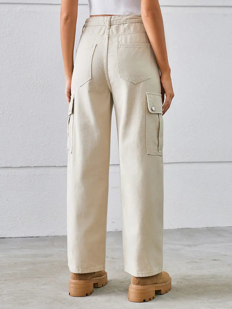 Adjustable Drawstring Denim Pants