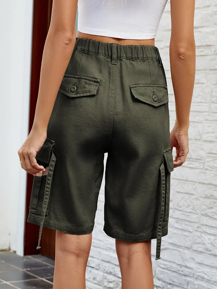 Washed Utility Denim Shorts