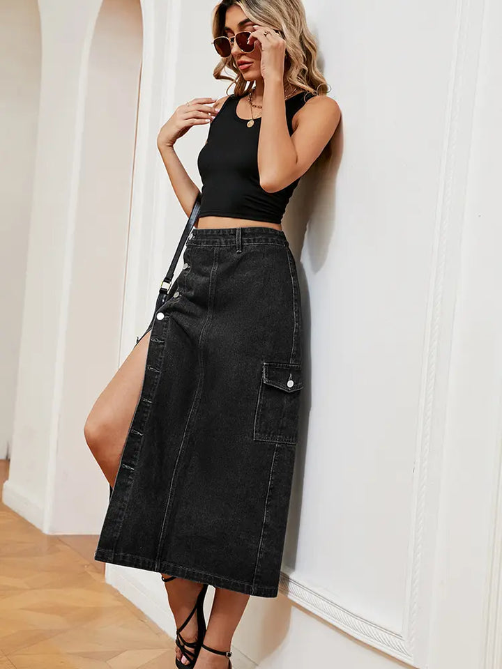 Jupe en denim extensible utilitaire