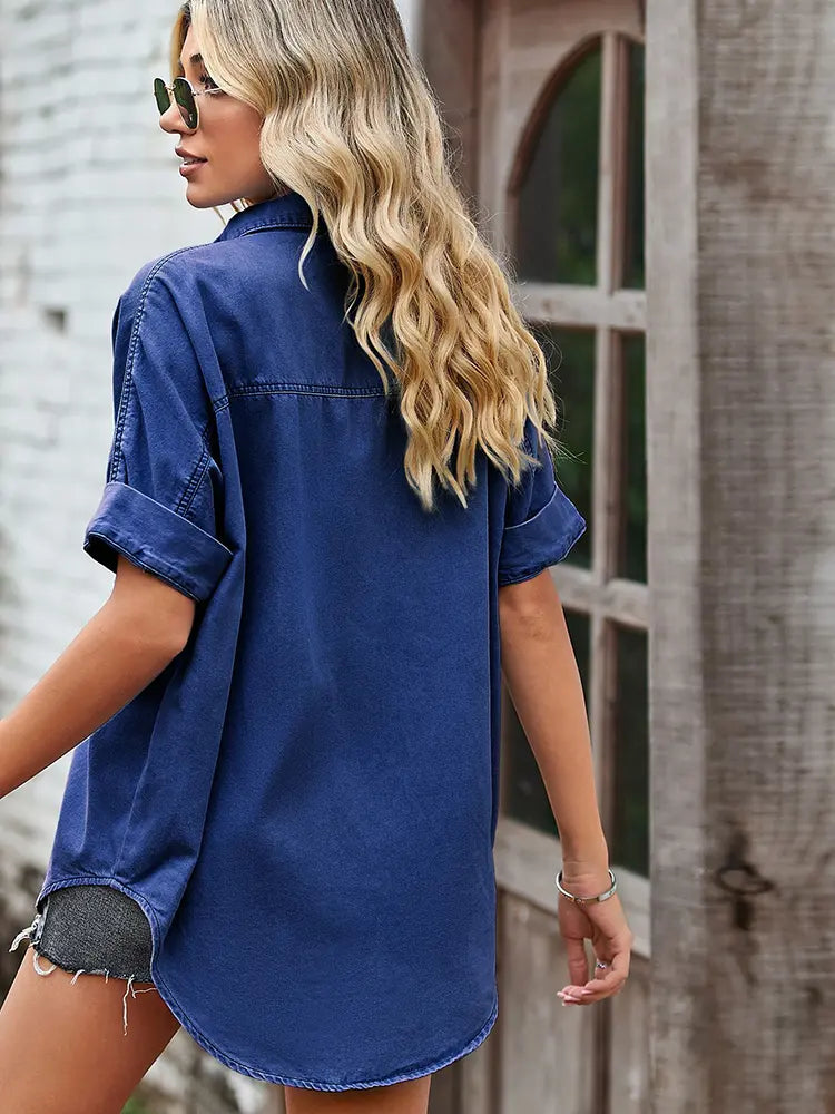 Spring Batwing Denim Shirt