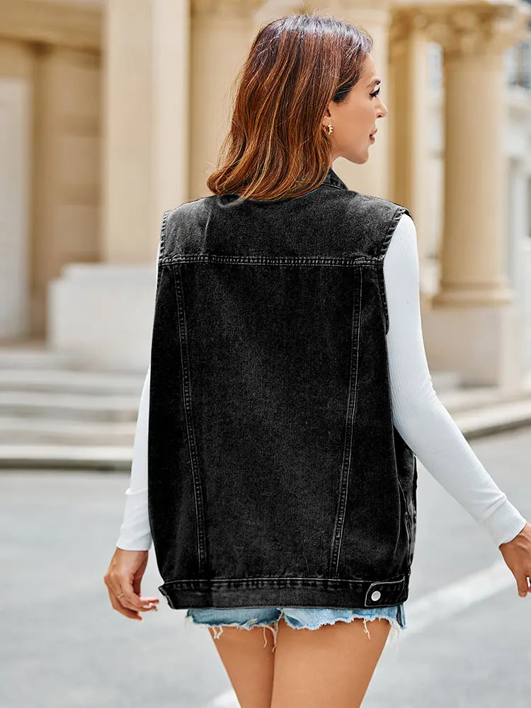 Klasikong Denim na Vest Top