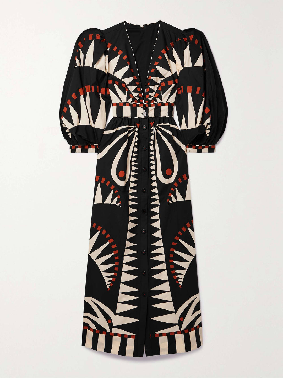 Natatanging Coconut Jungle Print Puff Sleeve Long Midi Dress