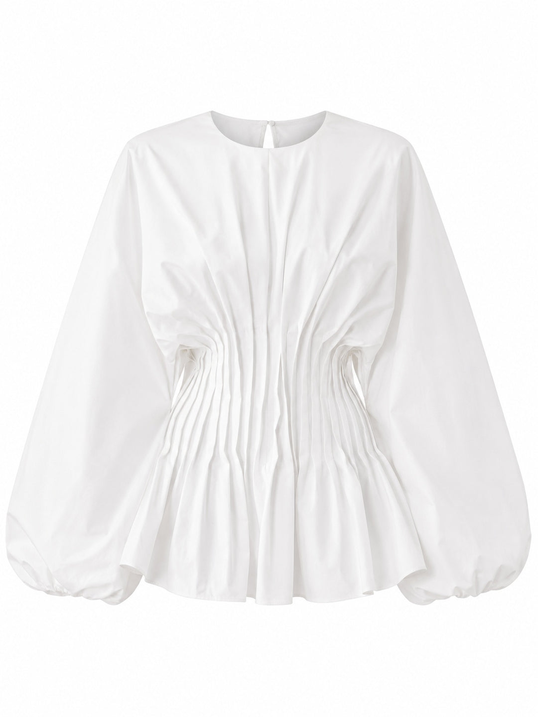 Pintuck bluse med åben ryg og peplum