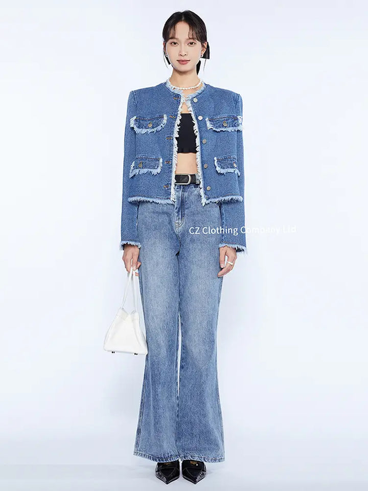 Jachetă Fringe Chic Denim