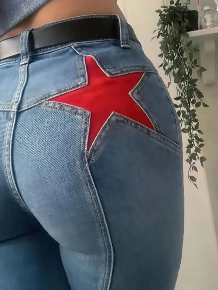 Retro midje jeans med utsving