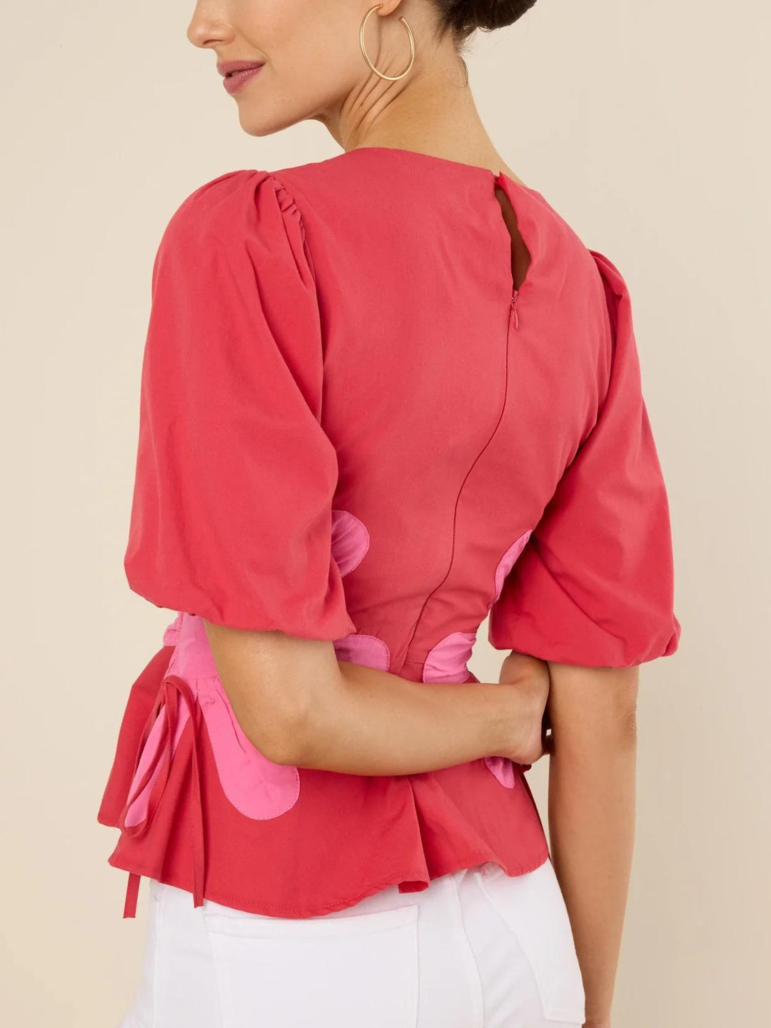 Izzie Contrast Floral Self-Ties Top