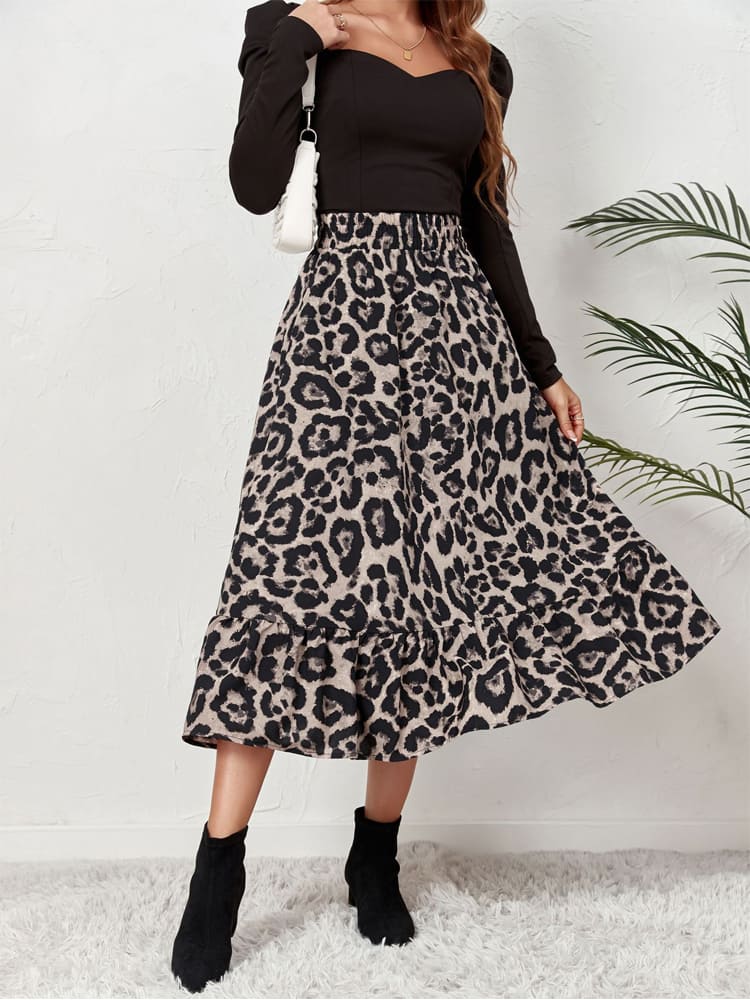 Sexy Leopard Print na High Waist Skirt